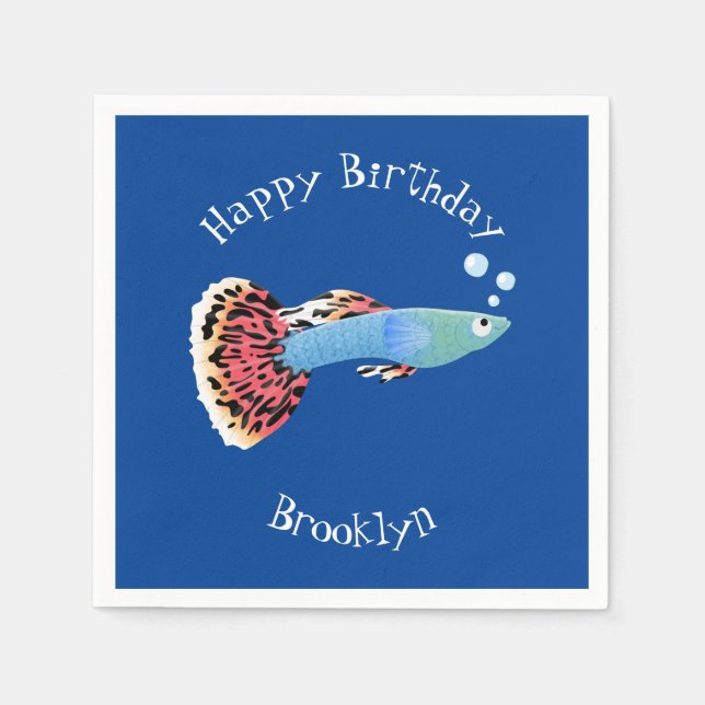 Guardanapo De Papel Cartografia de peixe tropical de rico bonito (Frente)