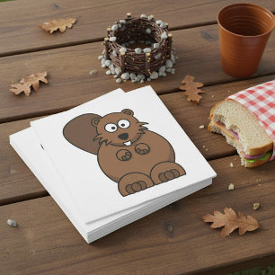 Guardanapo De Papel Cartoon Bonito — Castor — Floresta Engraçado