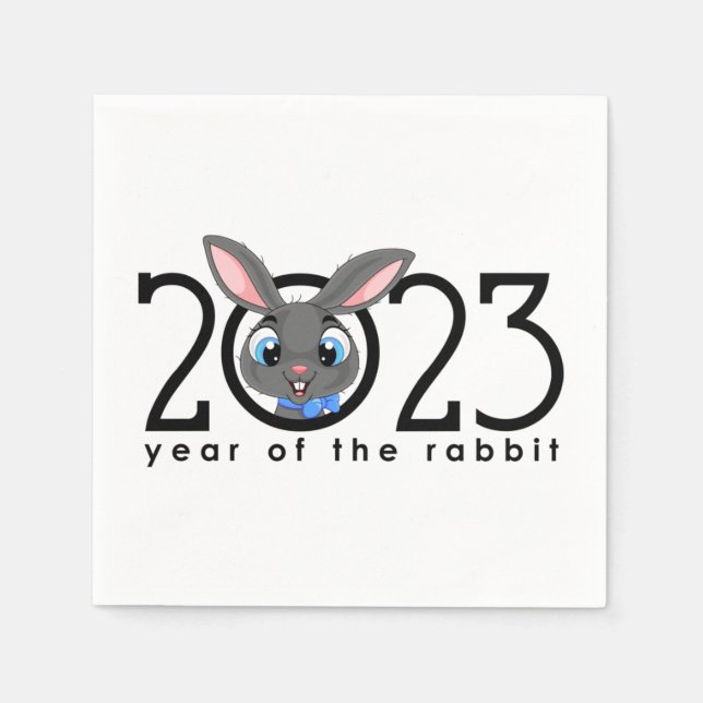 Guardanapo De Papel Cartoon chinês 2023 Ano Novo Rabbit Napkins (Frente)