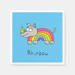 Guardanapo De Papel Cartoon Cute Rhino Rainbow Rhinocerontes Kids