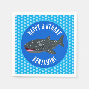 Guardanapo De Papel Cartoon de aniversário feliz de tubarão-baleia per