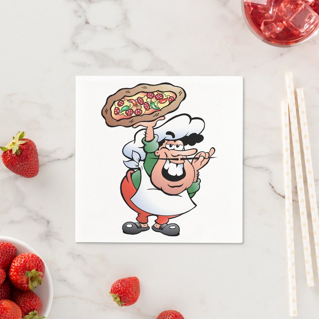 Guardanapo De Papel Cartoon de Chef de Pizza Italiano Clássico (Criador carregado)