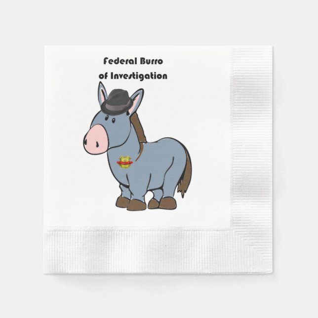 Guardanapo De Papel Cartoon de Donkey, Burro Federal de Investigação d (Frente)