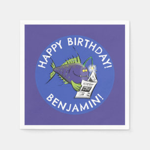 Guardanapo De Papel Cartoon de peixe angler engraçado, aniversário per