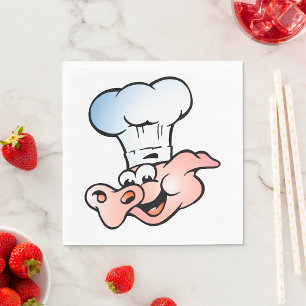 Guardanapo De Papel Cartoon Engraçado Chef de Porco com Chapéu