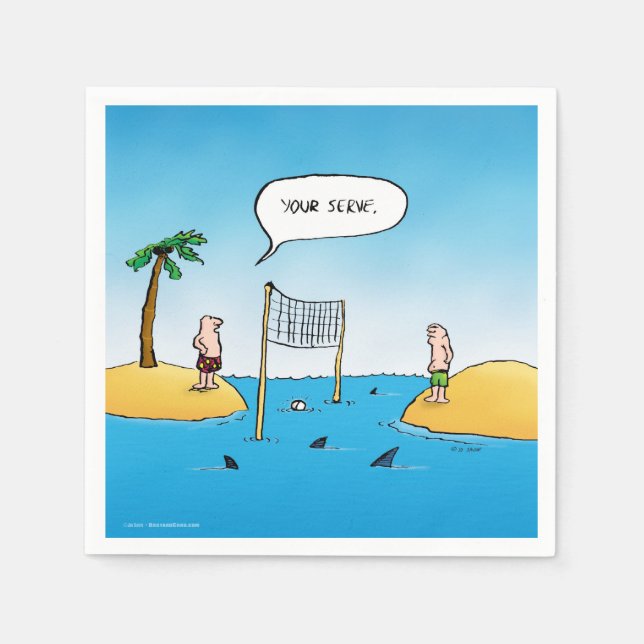 Guardanapo De Papel Cartoon Engraçado de Voleibol de Tubarão (Frente)