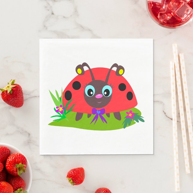 Guardanapo De Papel Cartoon Ladybug Arco e Flores (Criador carregado)