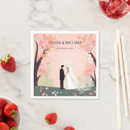 Guardanapo De Papel Cartoon mínimo de Casal com flores