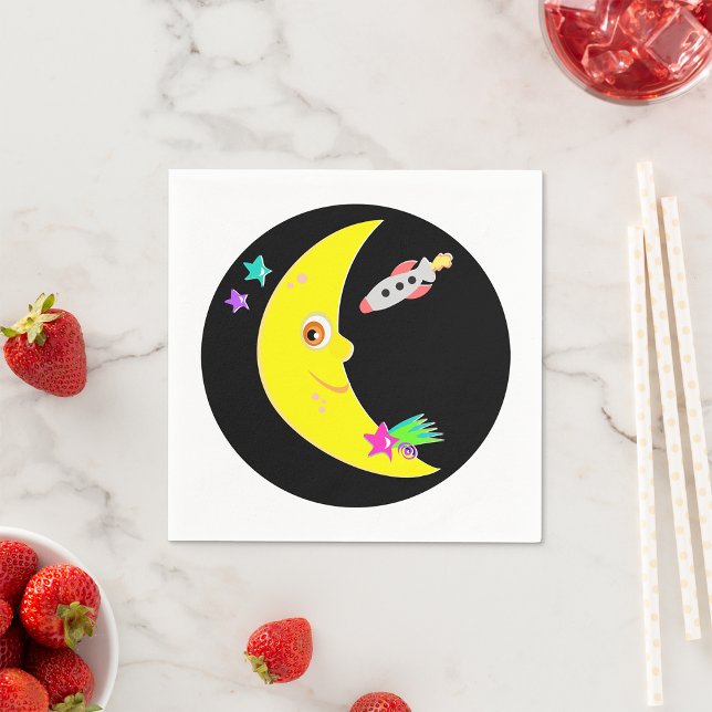 Guardanapo De Papel Cartoon Moon Rocket Paper Napkins (Criador carregado)