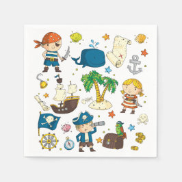 Guardanapo De Papel Cartoon Pirates Island Aniversário de criança Napk