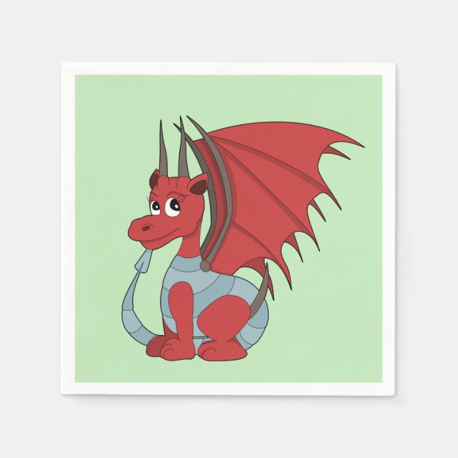 Guardanapo De Papel Cartoon Red Dragon (Frente)