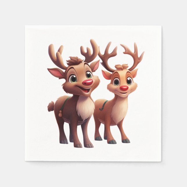Guardanapo De Papel Cartoon Reindeer Sorrindo (Frente)