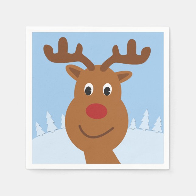 Guardanapo De Papel Cartoon Rudolph Reindeer Blue (Frente)