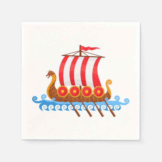 Guardanapo De Papel Cartoon Viking Ship (Frente)