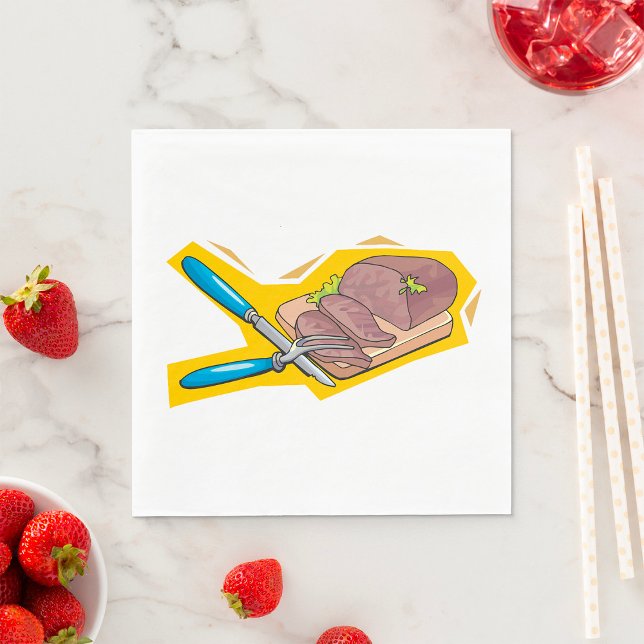 Guardanapo De Papel Carving Roast Beef with Fork and Knife (Criador carregado)