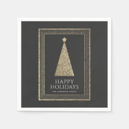Guardanapo De Papel Carvões e Árvore de Natal Dourada de Cobre