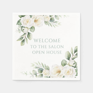 Guardanapo De Papel Casa Aberta Floral Rosa Branca Personalizada