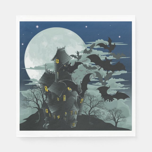 Guardanapo De Papel Casa Assombrada Papel de Lua Completa Nápoles (Frente)