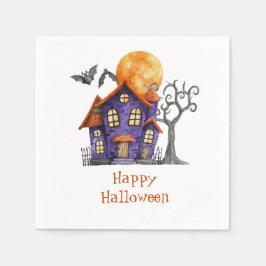 Guardanapo De Papel Casa Assombrada Personalizada Feliz Halloween 