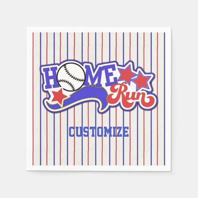 Guardanapo De Papel Casa Branca Vermelha e Azul Executar Baseball Stri (Frente)