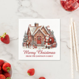 Guardanapo De Papel Casa de Biscoito de gengibre do Papai Noel Vila de