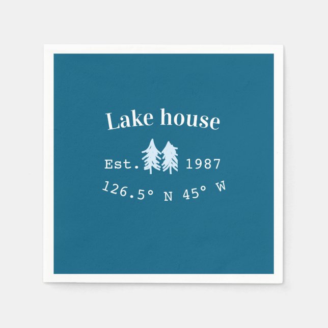 Guardanapo De Papel Casa de lago ets. Data ano coordenadas personaliza (Frente)