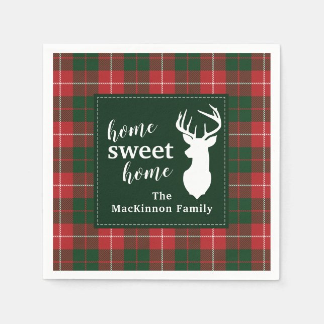 Guardanapo De Papel Casa Doce Família Natal Tartan MacKinnon (Frente)