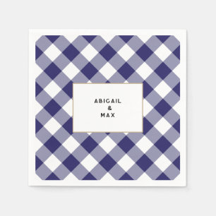 Guardanapo De Papel Casais Casais Azul Gingham Chá coquetel