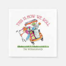 Casais Engraçados Golf 'How We Roll' Paper Napkin