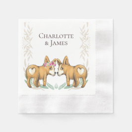 Guardanapo De Papel Casal de Casamento de Cachorro Corgi Bonito Person