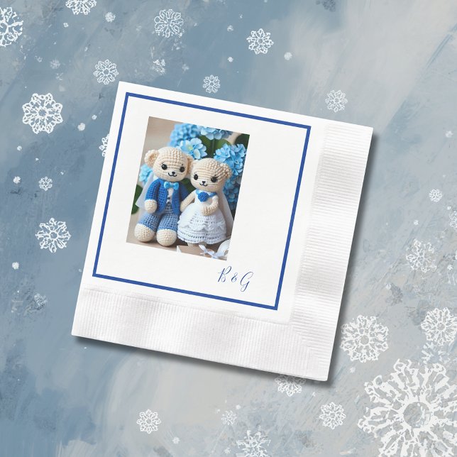 Guardanapo De Papel casal de casamento de figurino branco azul (Criador carregado)