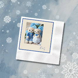 Guardanapo De Papel casal de casamento de figurino branco azul