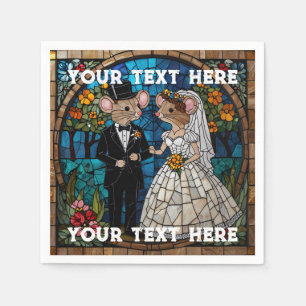 Guardanapo De Papel Casal De Casamento De Rato Mosaico, Efeito De Vidr