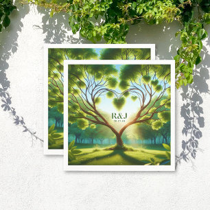 Guardanapo De Papel Casal de Casamento Monograma Verde Napkin