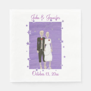 Guardanapo De Papel Casal de esqueleto bonito Casamento de Halloween N
