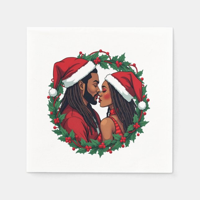 Guardanapo De Papel Casal de Natal - Amor Negro (Frente)
