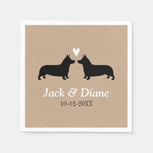 Guardanapo De Papel Casal de Noivos Pembroke Welsh Corgis com Texto