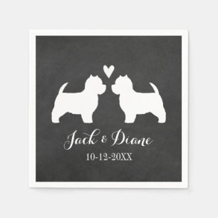 Guardanapo De Papel Casal de Noivos Westies com Texto Personalizado