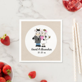 Guardanapo De Papel Casal de Vaca Bonita Casamento País Russo