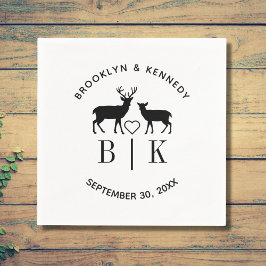 Guardanapo De Papel Casal Deer Monograma Rustic Country Wedding