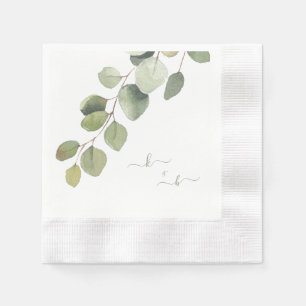 Guardanapo De Papel Casal Elegante Eucalyptus Inicializa Casamento