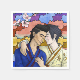 Guardanapo De Papel Casal gay no estilo da arte ukiyo-e japonesa