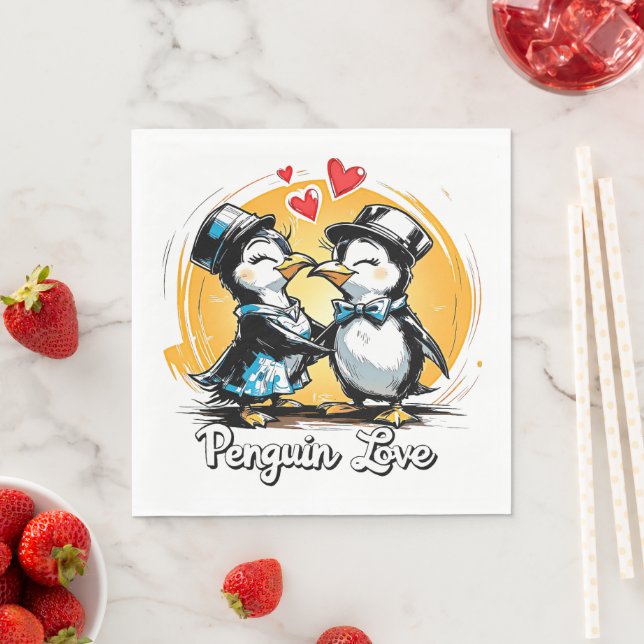 Guardanapo De Papel Casal Pinguim Encantador (Insitu)