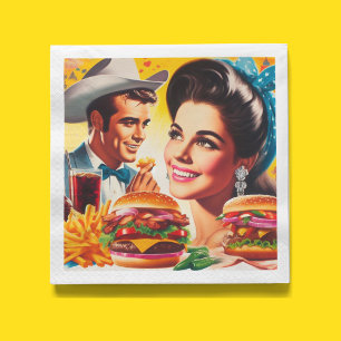 Guardanapo De Papel Casal Retro de Fast Food