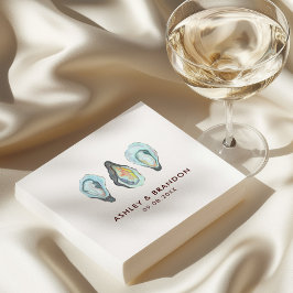 Guardanapo De Papel Casamento à Beira-Mar com Aquarela de Ostras