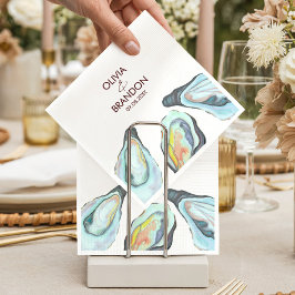 Guardanapo De Papel Casamento à Beira-Mar com Aquarela de Ostras