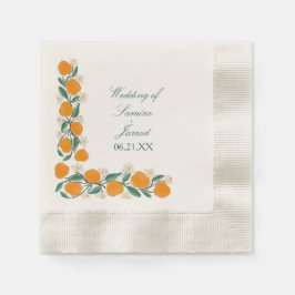 Guardanapo De Papel Casamento Abstrato Botânico de Laranja Desenhado à