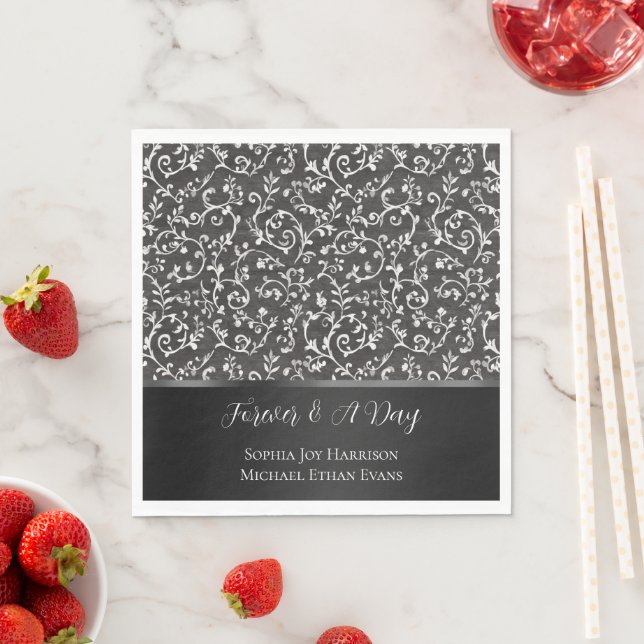 Guardanapo De Papel Casamento Abstrato Preto Branco Elegante (Insitu)