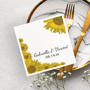 Guardanapo De Papel Casamento amarelo da borda do girassol