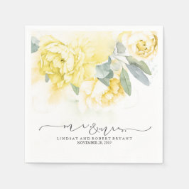 Guardanapo De Papel Casamento Amarelo de Aquarelas Napkins